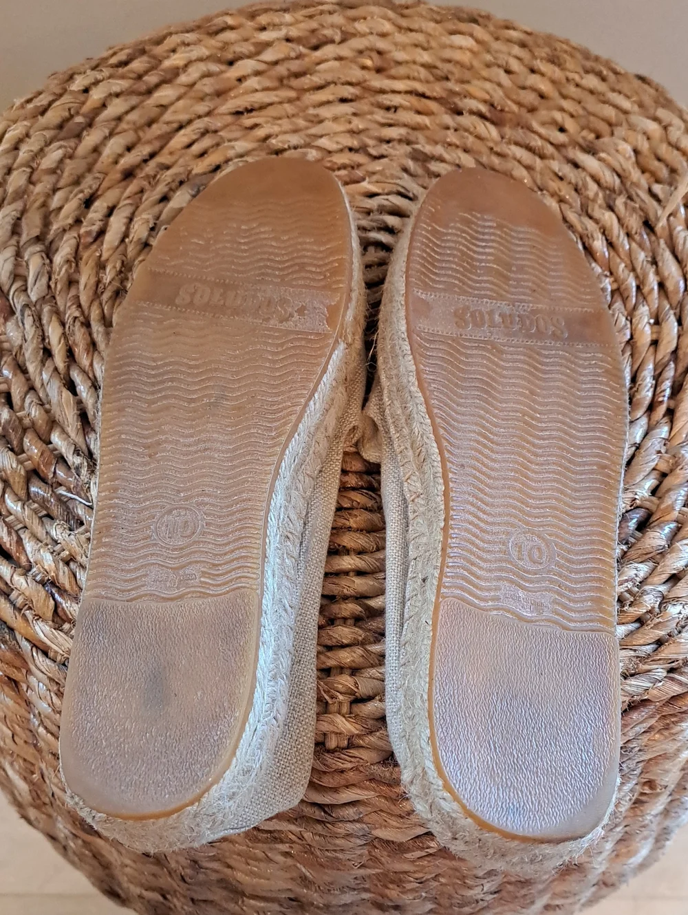 Soludos Womens The Spritz Embroidered Beige Canvas Espadrille Smoking Loafers 10